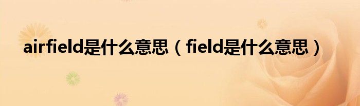 airfield是什么意思（field是什么意思）