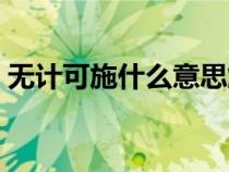 无计可施什么意思解释（无计可施什么意思）