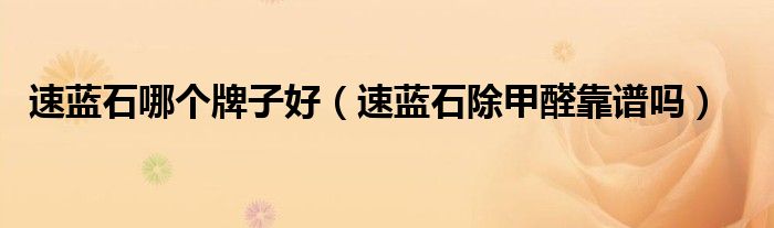 速蓝石哪个牌子好（速蓝石除甲醛靠谱吗）