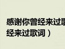 感谢你曾经来过歌词表达什么意思（感谢你曾经来过歌词）