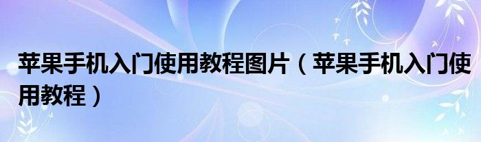 苹果手机入门使用教程图片（苹果手机入门使用教程）