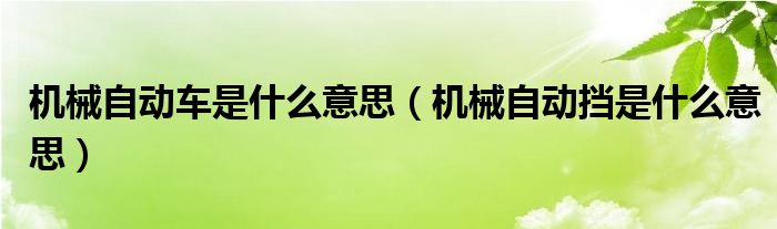 机械自动车是什么意思（机械自动挡是什么意思）