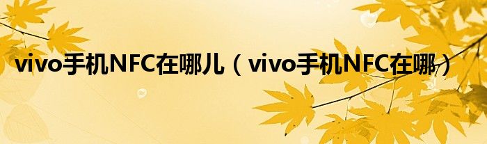 vivo手机NFC在哪儿（vivo手机NFC在哪）