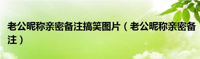 老公昵称亲密备注搞笑图片（老公昵称亲密备注）