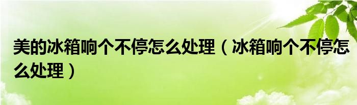美的冰箱响个不停怎么处理（冰箱响个不停怎么处理）