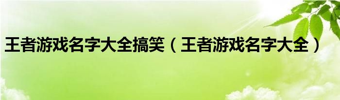 王者游戏名字大全搞笑（王者游戏名字大全）