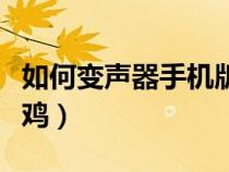 如何变声器手机版吃鸡（手机怎么开变声器吃鸡）