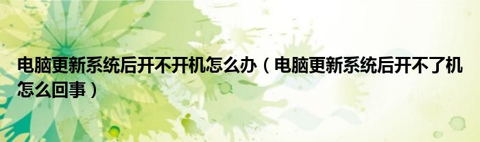电脑更新系统后开不开机怎么办（电脑更新系统后开不了机怎么回事）