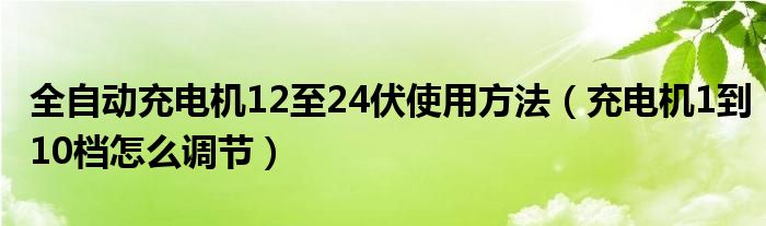 全自动充电机12至24伏使用方法（充电机1到10档怎么调节）