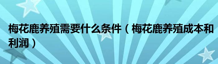 梅花鹿养殖需要什么条件（梅花鹿养殖成本和利润）