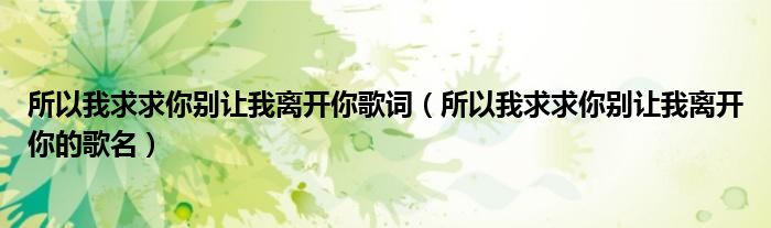 所以我求求你别让我离开你歌词（所以我求求你别让我离开你的歌名）