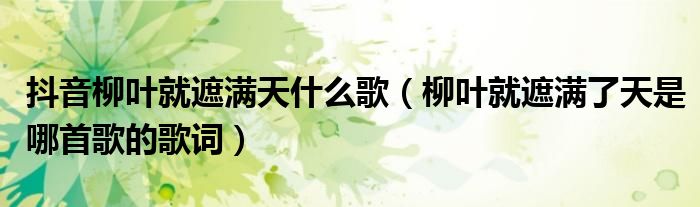 抖音柳叶就遮满天什么歌（柳叶就遮满了天是哪首歌的歌词）