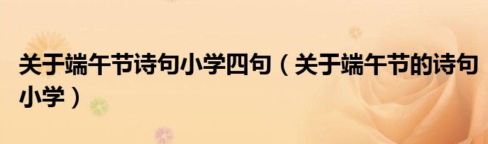 关于端午节诗句小学四句（关于端午节的诗句小学）