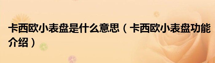 卡西欧小表盘是什么意思（卡西欧小表盘功能介绍）