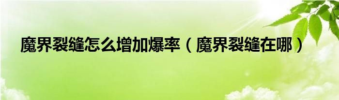 魔界裂缝怎么增加爆率（魔界裂缝在哪）