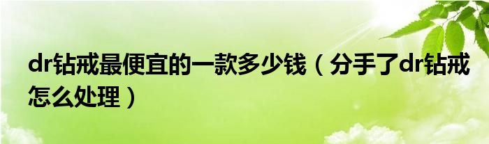 dr钻戒最便宜的一款多少钱（分手了dr钻戒怎么处理）