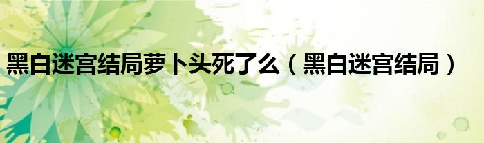 黑白迷宫结局萝卜头死了么（黑白迷宫结局）
