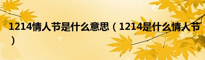 1214情人节是什么意思（1214是什么情人节）