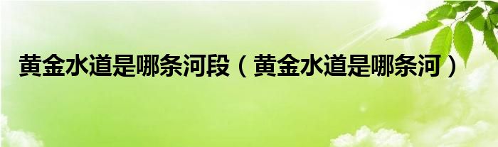 黄金水道是哪条河段（黄金水道是哪条河）