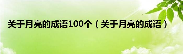 关于月亮的成语100个（关于月亮的成语）