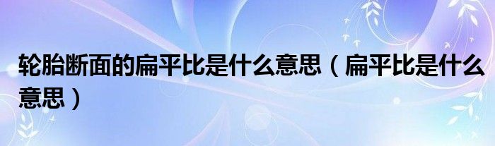 轮胎断面的扁平比是什么意思（扁平比是什么意思）