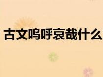 古文呜呼哀哉什么意思（呜呼哀哉什么意思）
