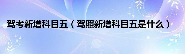 驾考新增科目五（驾照新增科目五是什么）