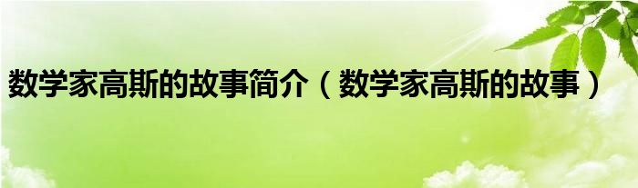 数学家高斯的故事简介（数学家高斯的故事）