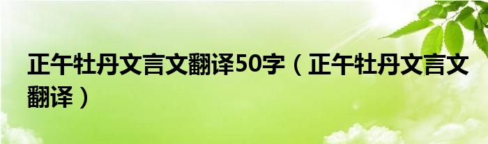 正午牡丹文言文翻译50字（正午牡丹文言文翻译）