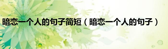 暗恋一个人的句子简短（暗恋一个人的句子）