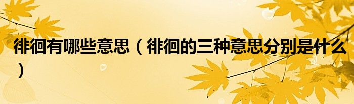 徘徊有哪些意思（徘徊的三种意思分别是什么）