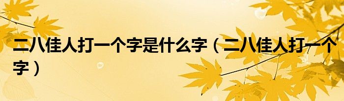 二八佳人打一个字是什么字（二八佳人打一个字）
