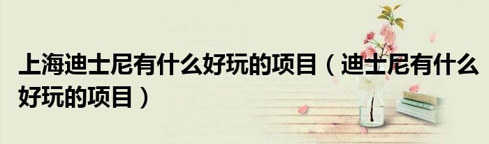 上海迪士尼有什么好玩的项目（迪士尼有什么好玩的项目）