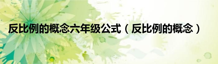 反比例的概念六年级公式（反比例的概念）