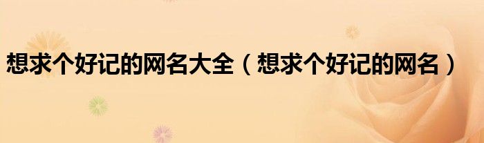 想求个好记的网名大全（想求个好记的网名）