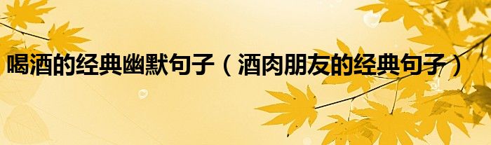 喝酒的经典幽默句子（酒肉朋友的经典句子）