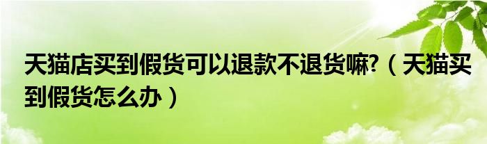 天猫店买到假货可以退款不退货嘛?（天猫买到假货怎么办）