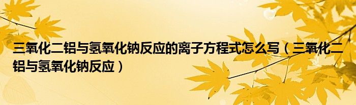 三氧化二铝与氢氧化钠反应的离子方程式怎么写（三氧化二铝与氢氧化钠反应）