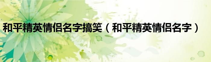 和平精英情侣名字搞笑（和平精英情侣名字）