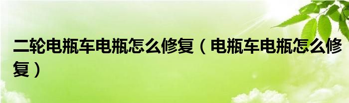 二轮电瓶车电瓶怎么修复（电瓶车电瓶怎么修复）