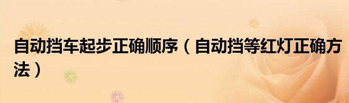 自动挡车起步正确顺序（自动挡等红灯正确方法）