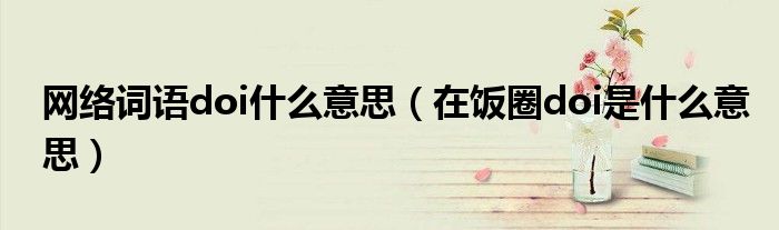 网络词语doi什么意思（在饭圈doi是什么意思）