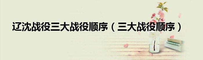 辽沈战役三大战役顺序（三大战役顺序）