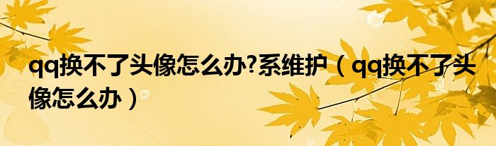 qq换不了头像怎么办?系维护（qq换不了头像怎么办）