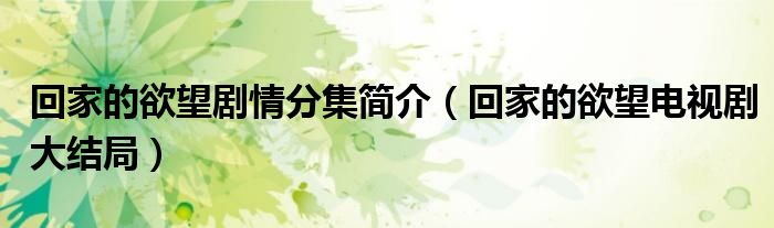 回家的欲望剧情分集简介（回家的欲望电视剧大结局）