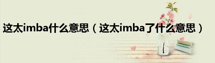 这太imba什么意思（这太imba了什么意思）