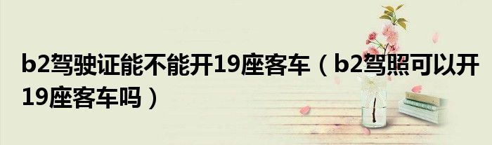 b2驾驶证能不能开19座客车（b2驾照可以开19座客车吗）