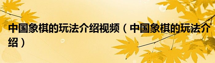 中国象棋的玩法介绍视频（中国象棋的玩法介绍）