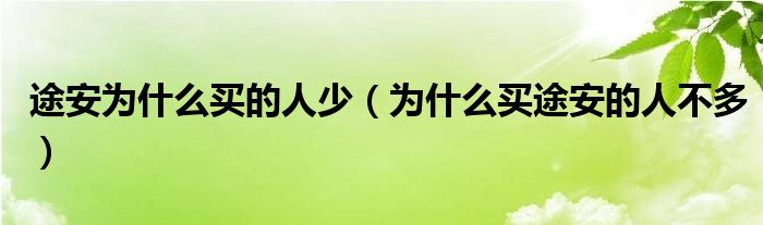 途安为什么买的人少（为什么买途安的人不多）