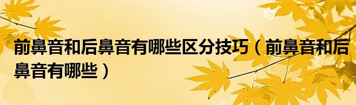 前鼻音和后鼻音有哪些区分技巧（前鼻音和后鼻音有哪些）